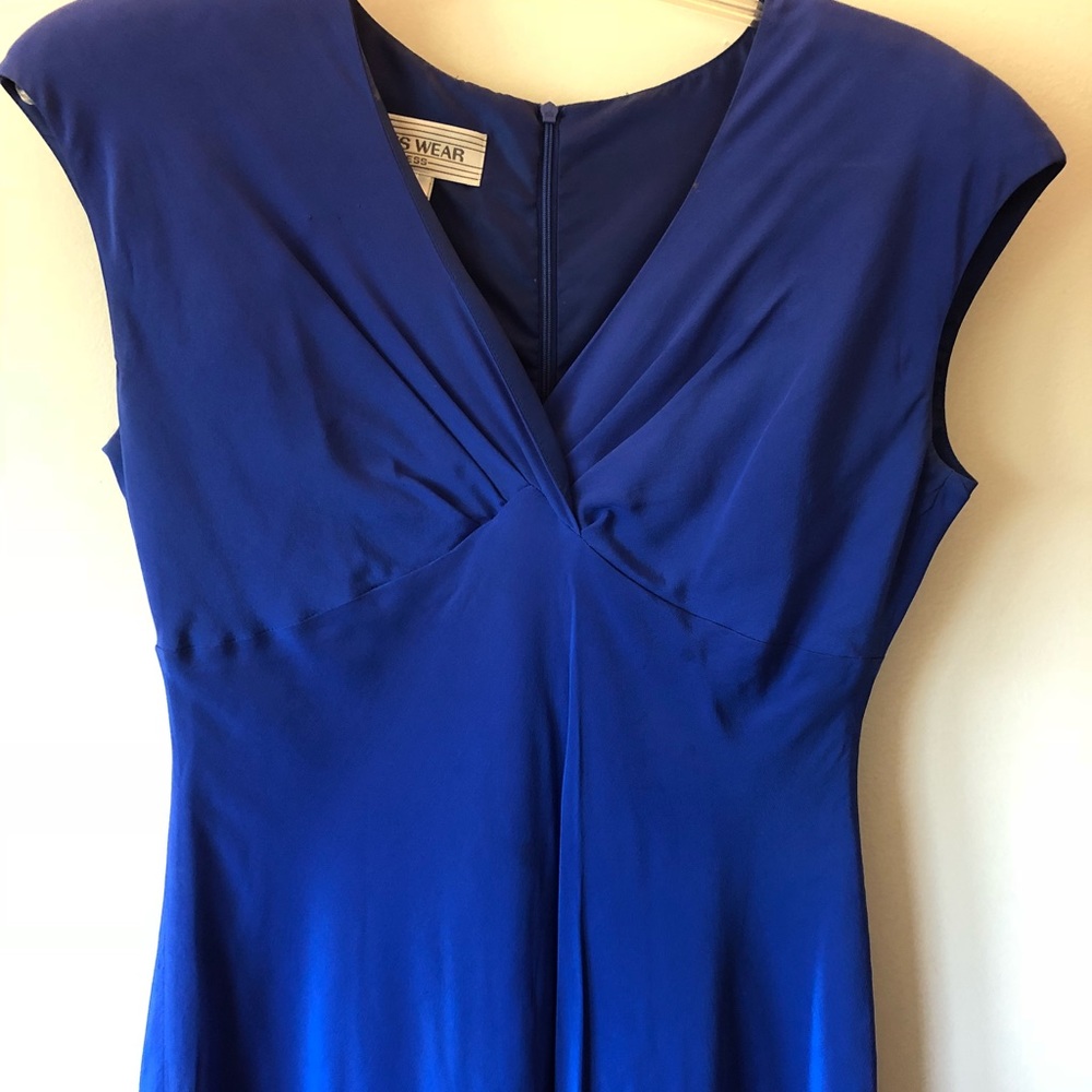 Jones Wear silk midi dress in cobalt blue
